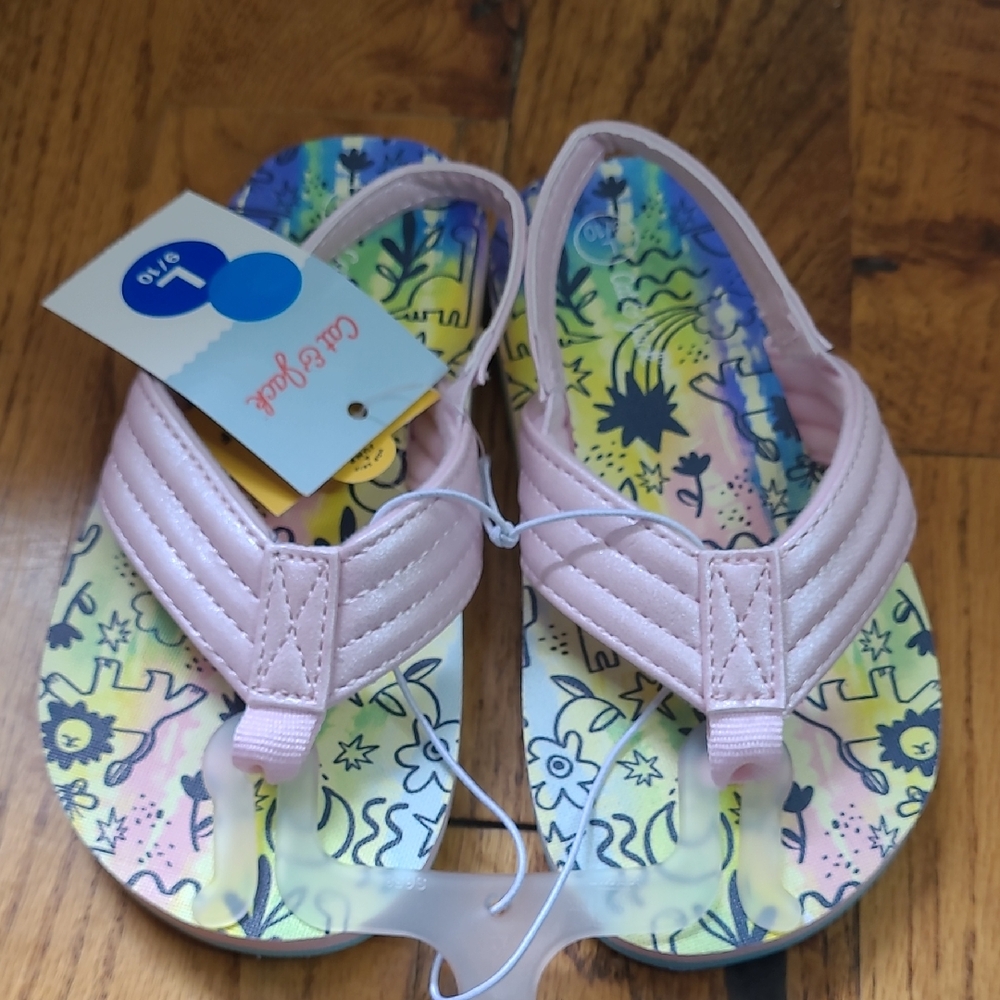 Cat & Jack Kids' Pink Patterned Flip Flop Sandals